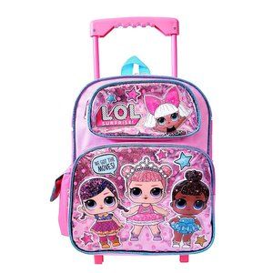 LOL Surprise Rolling Backpack Girls Kids Medium School Roller Bag Pink 12"